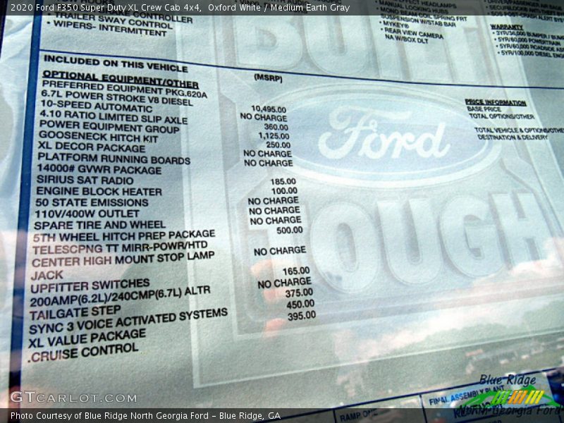 Oxford White / Medium Earth Gray 2020 Ford F350 Super Duty XL Crew Cab 4x4