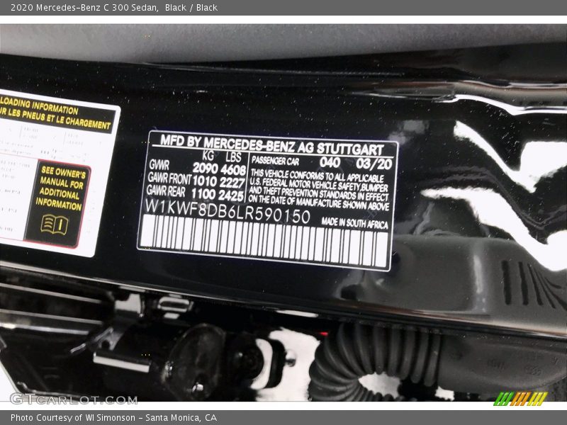 Black / Black 2020 Mercedes-Benz C 300 Sedan