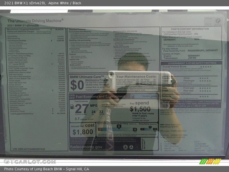 Alpine White / Black 2021 BMW X1 sDrive28i