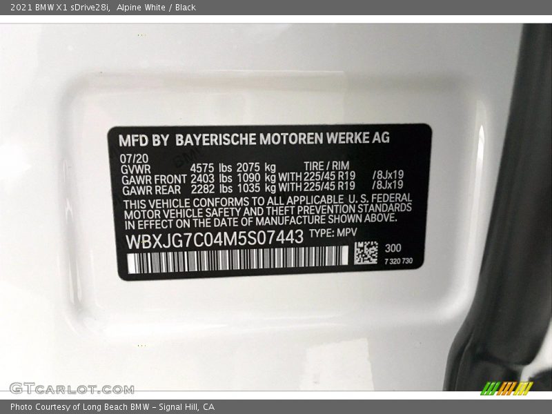 2021 X1 sDrive28i Alpine White Color Code 300