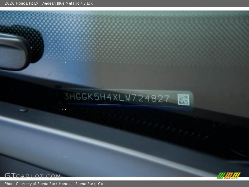Aegean Blue Metallic / Black 2020 Honda Fit LX