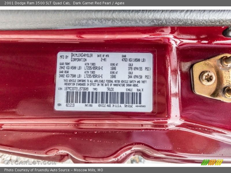 Dark Garnet Red Pearl / Agate 2001 Dodge Ram 3500 SLT Quad Cab
