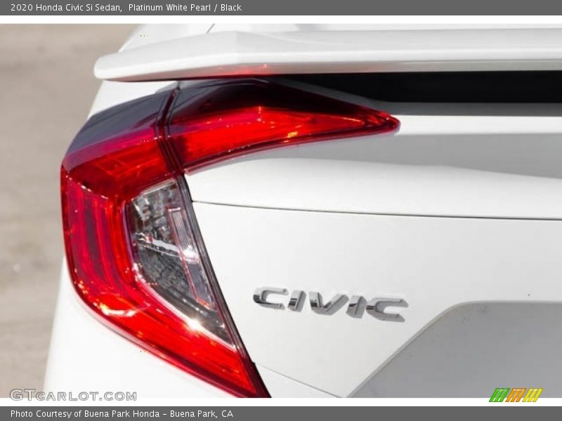 Platinum White Pearl / Black 2020 Honda Civic Si Sedan