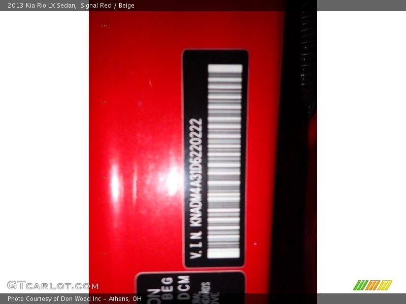 Signal Red / Beige 2013 Kia Rio LX Sedan