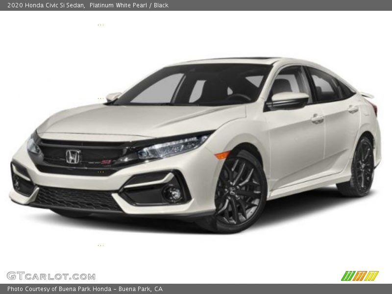 Platinum White Pearl / Black 2020 Honda Civic Si Sedan