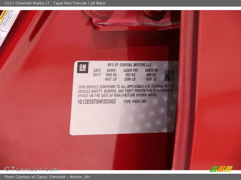 Cajun Red Tintcoat / Jet Black 2017 Chevrolet Malibu LT