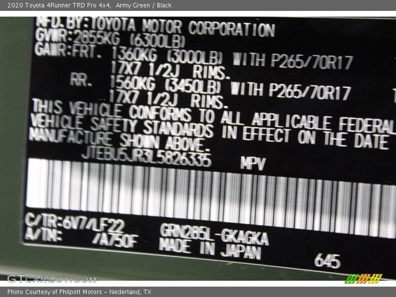 Army Green / Black 2020 Toyota 4Runner TRD Pro 4x4