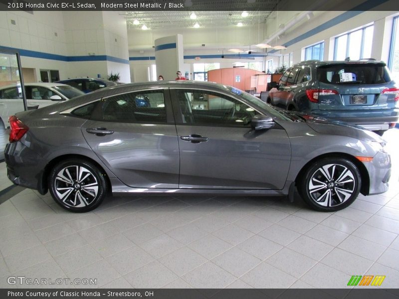 Modern Steel Metallic / Black 2018 Honda Civic EX-L Sedan