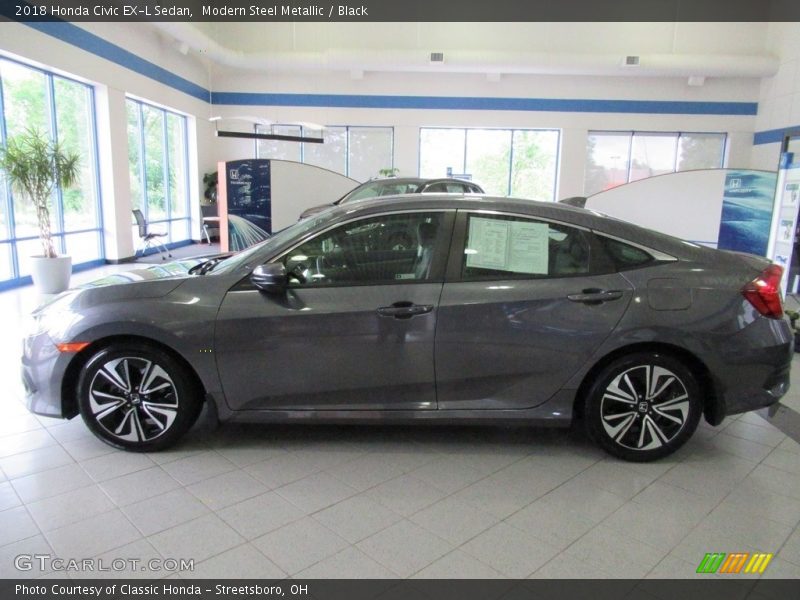 Modern Steel Metallic / Black 2018 Honda Civic EX-L Sedan