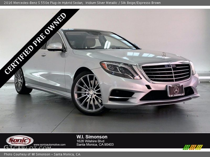 Iridium Silver Metallic / Silk Beige/Espresso Brown 2016 Mercedes-Benz S 550e Plug-In Hybrid Sedan