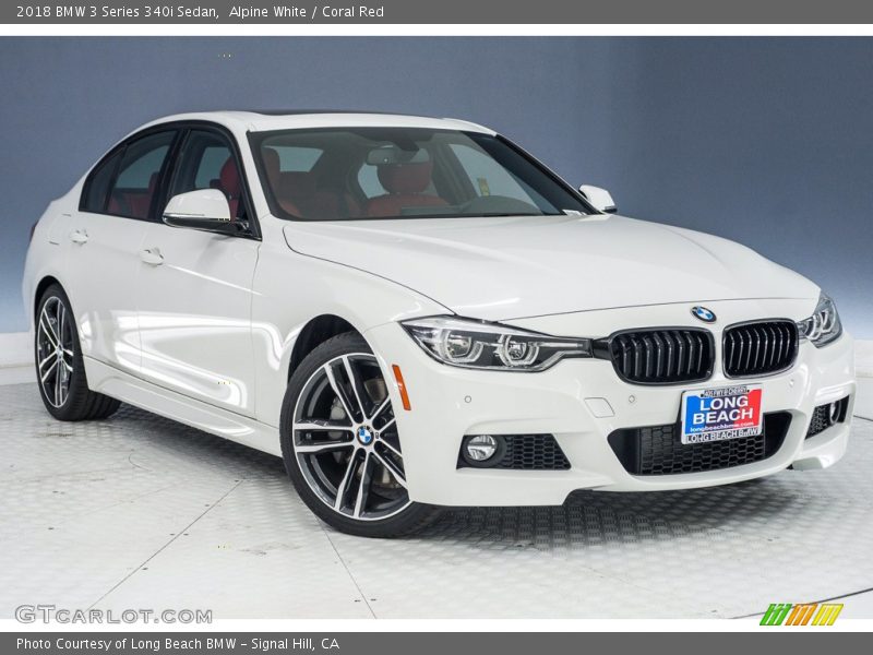 Alpine White / Coral Red 2018 BMW 3 Series 340i Sedan