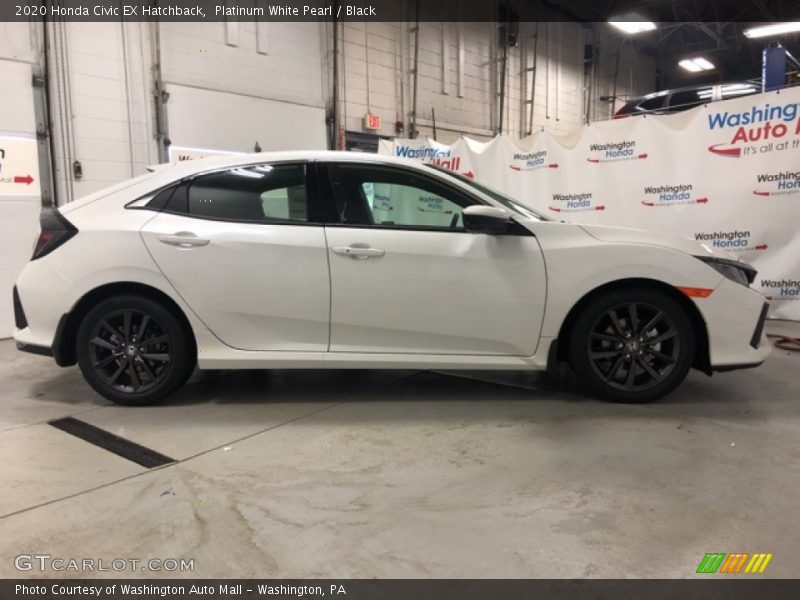 Platinum White Pearl / Black 2020 Honda Civic EX Hatchback