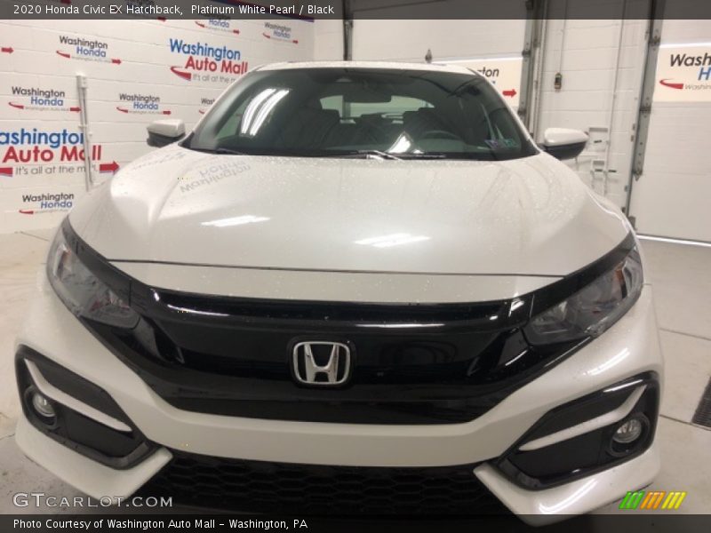 Platinum White Pearl / Black 2020 Honda Civic EX Hatchback