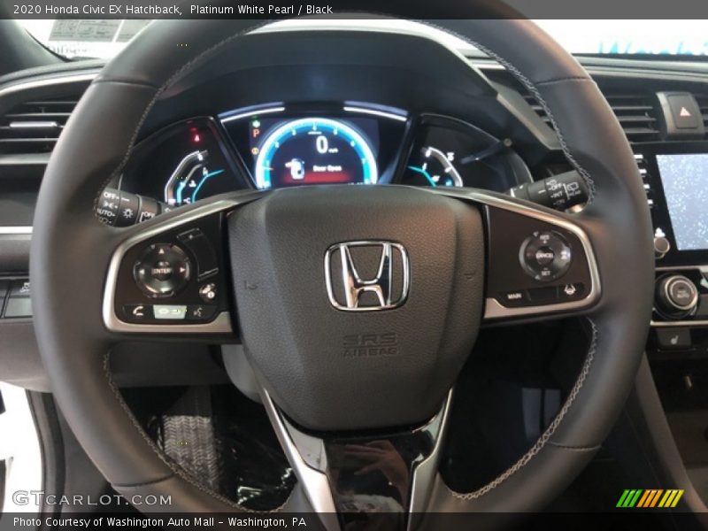 Platinum White Pearl / Black 2020 Honda Civic EX Hatchback