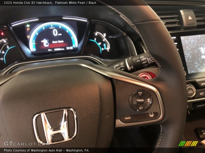 Platinum White Pearl / Black 2020 Honda Civic EX Hatchback