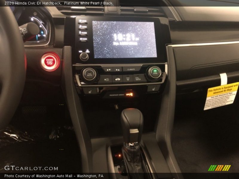 Platinum White Pearl / Black 2020 Honda Civic EX Hatchback