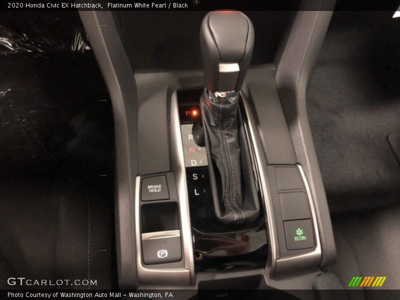Platinum White Pearl / Black 2020 Honda Civic EX Hatchback