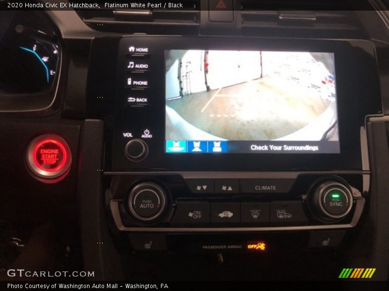 Platinum White Pearl / Black 2020 Honda Civic EX Hatchback