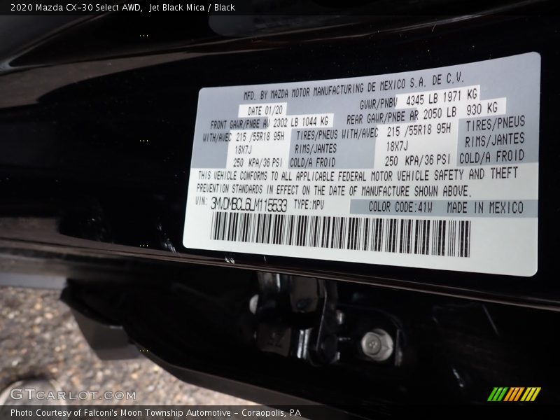 Jet Black Mica / Black 2020 Mazda CX-30 Select AWD