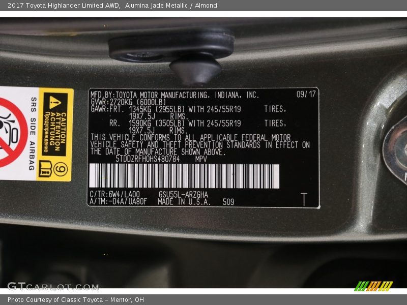 Alumina Jade Metallic / Almond 2017 Toyota Highlander Limited AWD