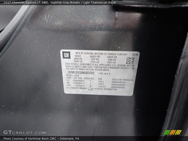 Nightfall Gray Metallic / Light Titanium/Jet Black 2017 Chevrolet Equinox LT AWD
