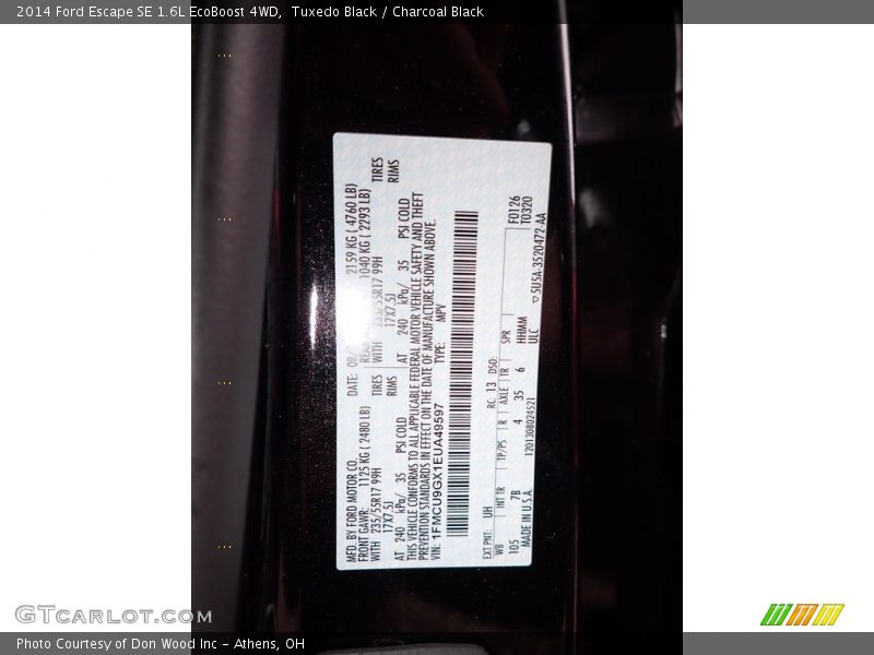 Tuxedo Black / Charcoal Black 2014 Ford Escape SE 1.6L EcoBoost 4WD