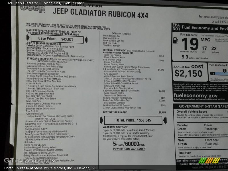 Gobi / Black 2020 Jeep Gladiator Rubicon 4x4
