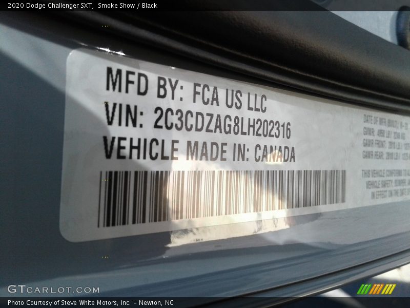 Smoke Show / Black 2020 Dodge Challenger SXT