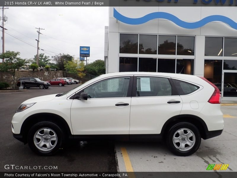 White Diamond Pearl / Beige 2015 Honda CR-V LX AWD
