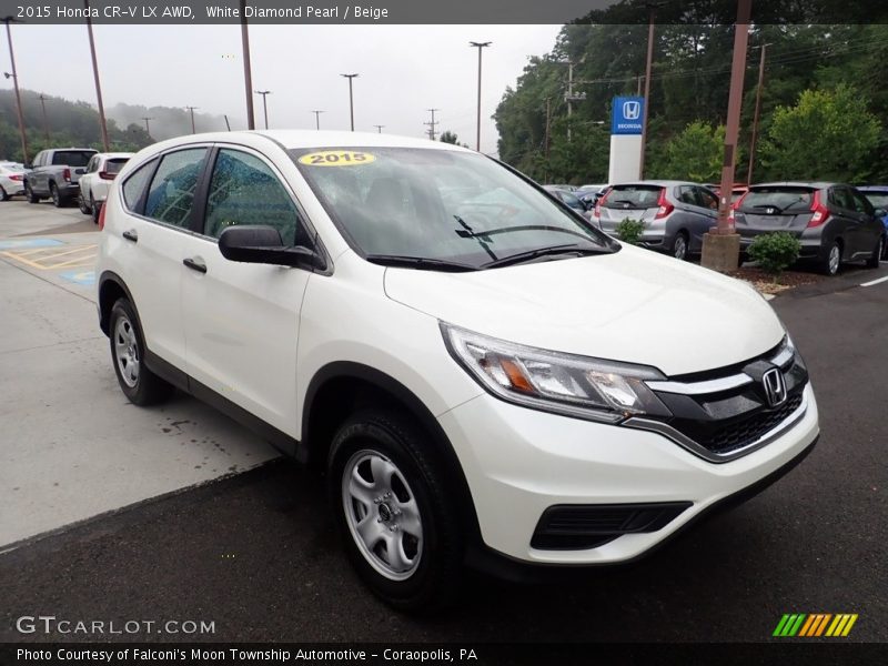 White Diamond Pearl / Beige 2015 Honda CR-V LX AWD