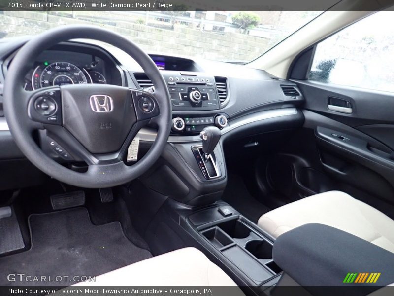 White Diamond Pearl / Beige 2015 Honda CR-V LX AWD