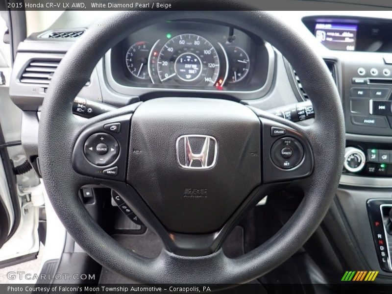 White Diamond Pearl / Beige 2015 Honda CR-V LX AWD