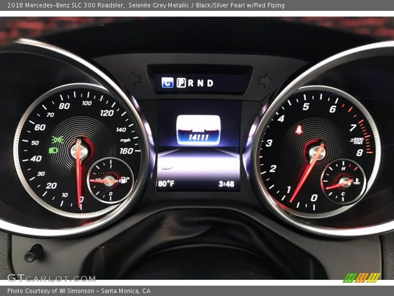 Selenite Grey Metallic / Black/Silver Pearl w/Red Piping 2018 Mercedes-Benz SLC 300 Roadster
