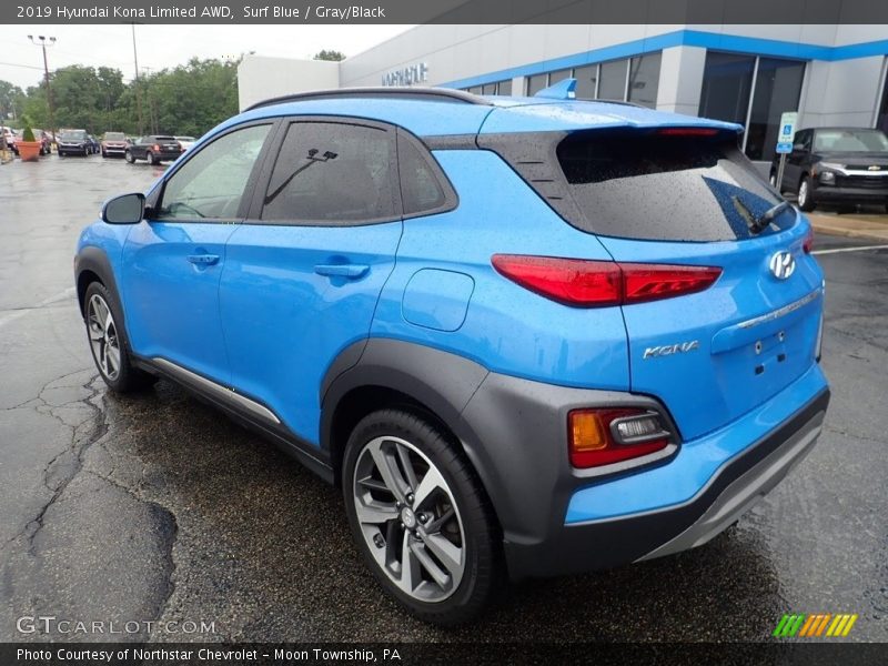 Surf Blue / Gray/Black 2019 Hyundai Kona Limited AWD