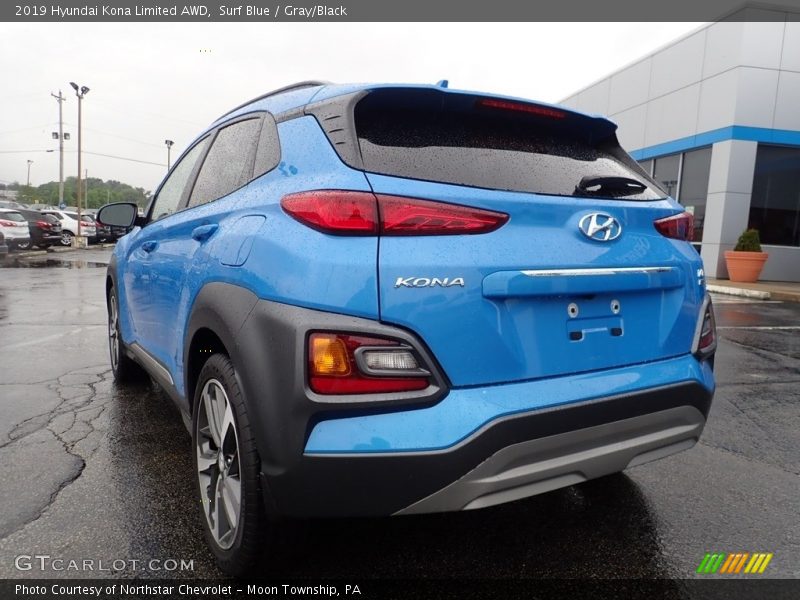 Surf Blue / Gray/Black 2019 Hyundai Kona Limited AWD