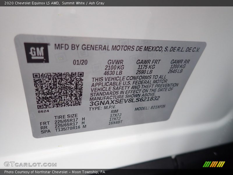 Summit White / Ash Gray 2020 Chevrolet Equinox LS AWD