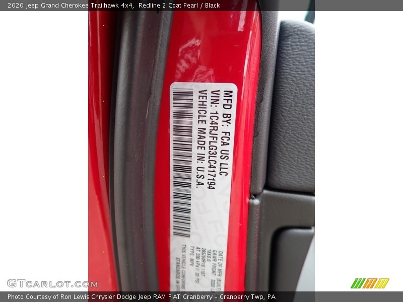 Redline 2 Coat Pearl / Black 2020 Jeep Grand Cherokee Trailhawk 4x4