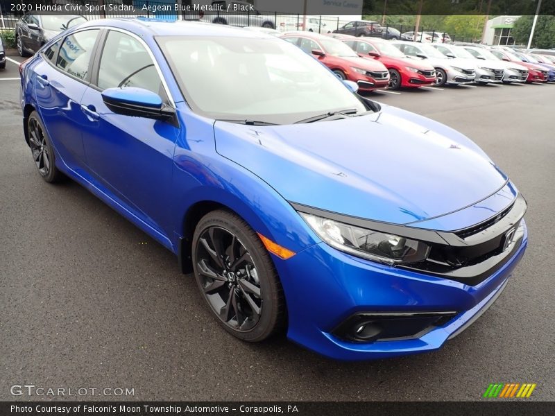 Aegean Blue Metallic / Black 2020 Honda Civic Sport Sedan