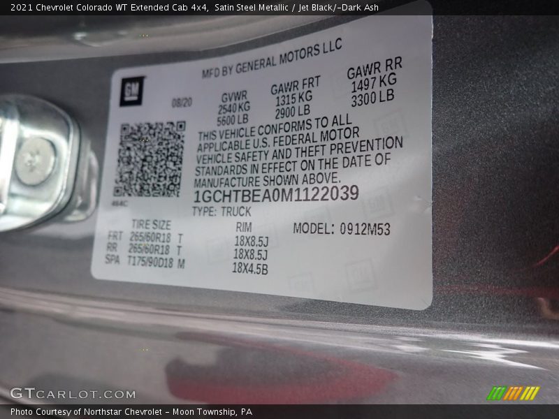 Satin Steel Metallic / Jet Black/­Dark Ash 2021 Chevrolet Colorado WT Extended Cab 4x4