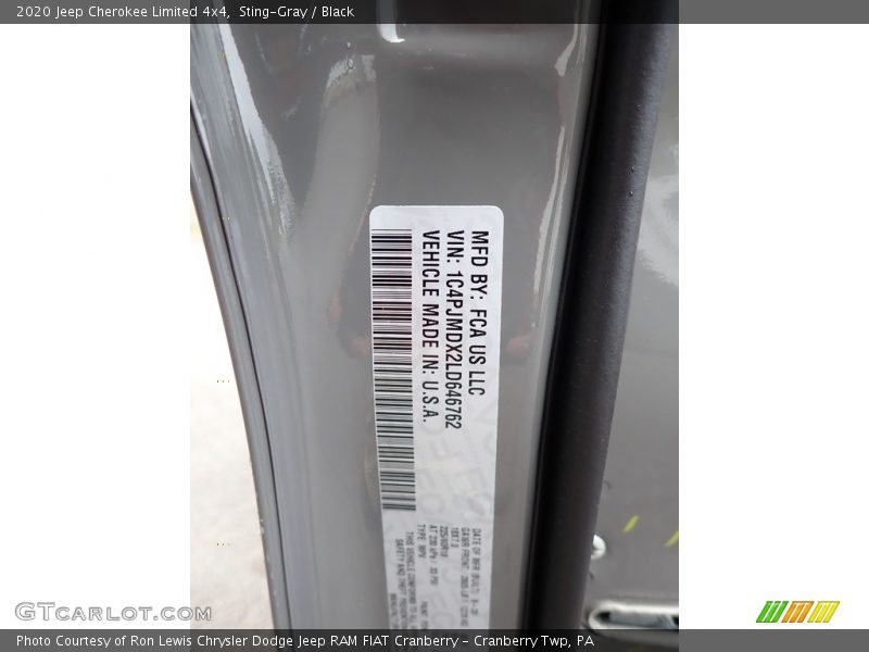 Sting-Gray / Black 2020 Jeep Cherokee Limited 4x4