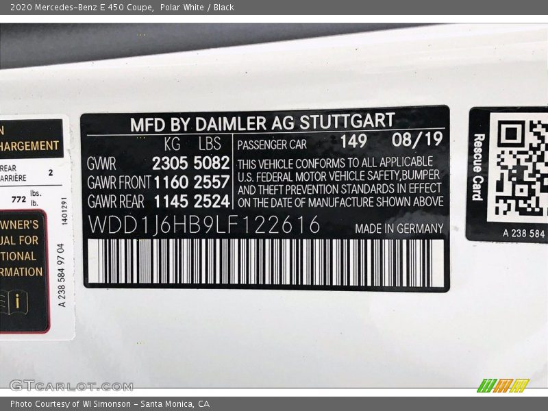 Polar White / Black 2020 Mercedes-Benz E 450 Coupe