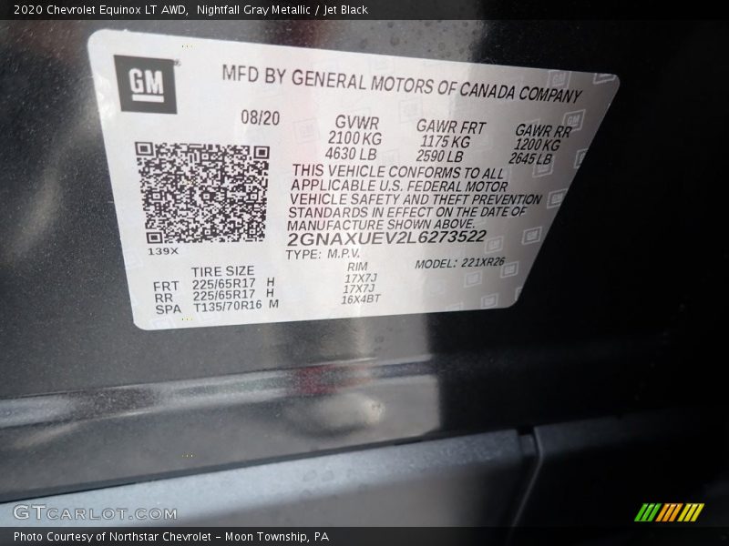 Nightfall Gray Metallic / Jet Black 2020 Chevrolet Equinox LT AWD