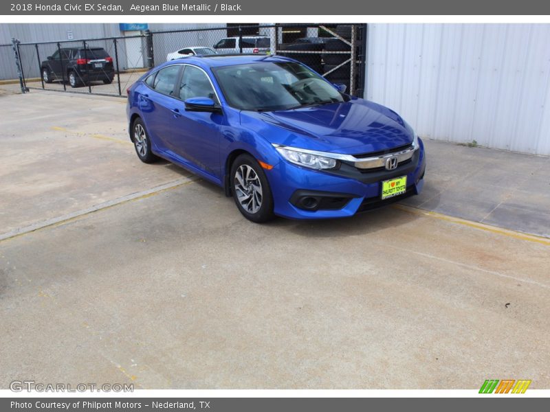 Aegean Blue Metallic / Black 2018 Honda Civic EX Sedan