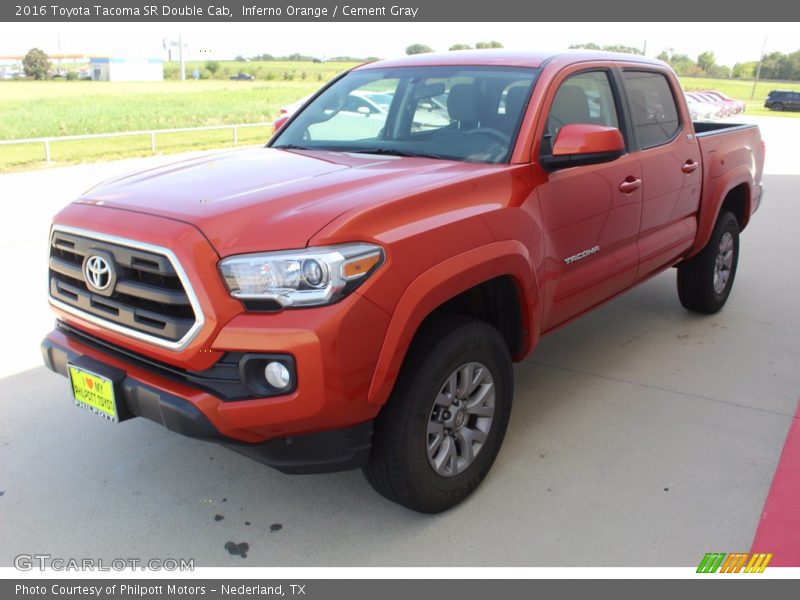 Inferno Orange / Cement Gray 2016 Toyota Tacoma SR Double Cab