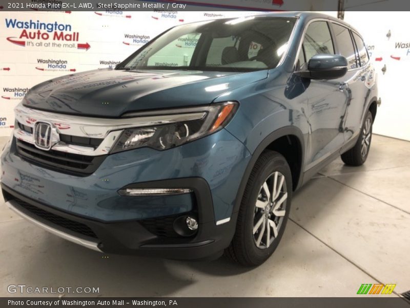 Steel Sapphire Metallic / Gray 2021 Honda Pilot EX-L AWD