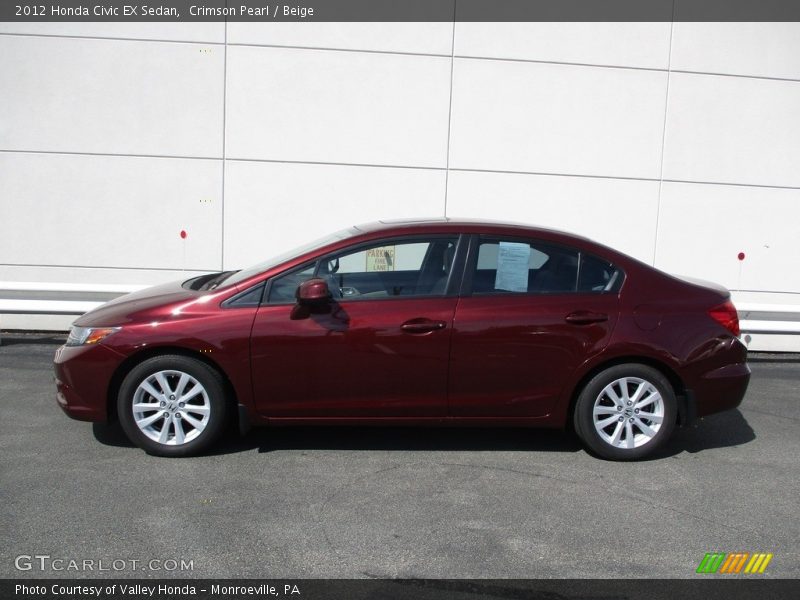 Crimson Pearl / Beige 2012 Honda Civic EX Sedan