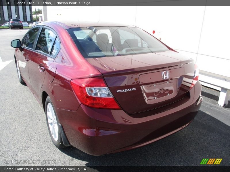 Crimson Pearl / Beige 2012 Honda Civic EX Sedan