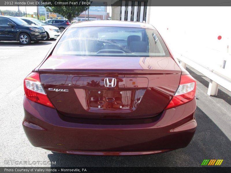Crimson Pearl / Beige 2012 Honda Civic EX Sedan