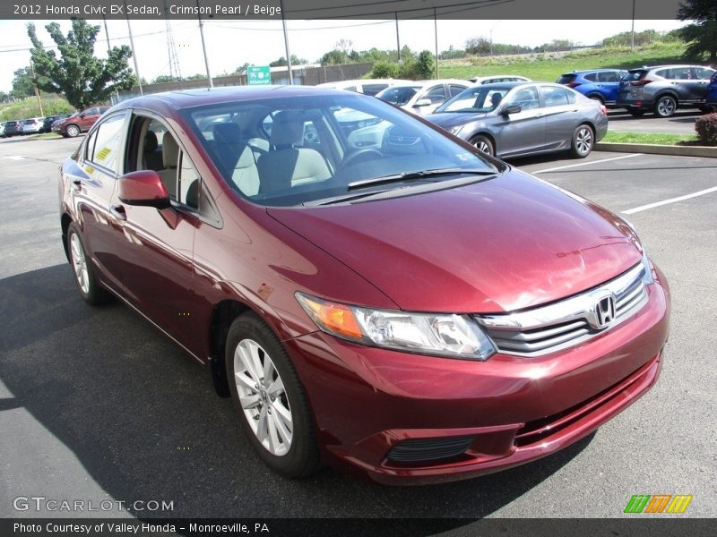 Crimson Pearl / Beige 2012 Honda Civic EX Sedan