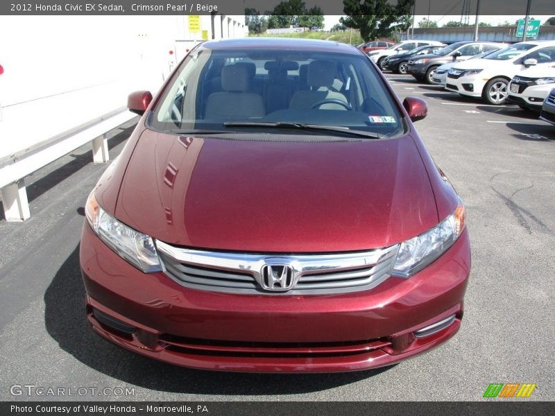 Crimson Pearl / Beige 2012 Honda Civic EX Sedan